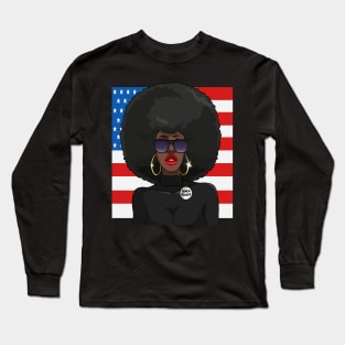 Black Panther Party Afro American Flag Long Sleeve T-Shirt